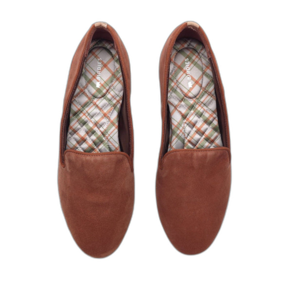 BIRDIES Starling Flat Brandy Suede Smoking Slipper Old Money Quiet Luxury Casual - Picture 4 of 9